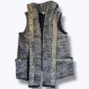 Juicy Couture Sleeveless Knit Cardigan Bling Sequin Trim, Size Large— Y2K Vibes